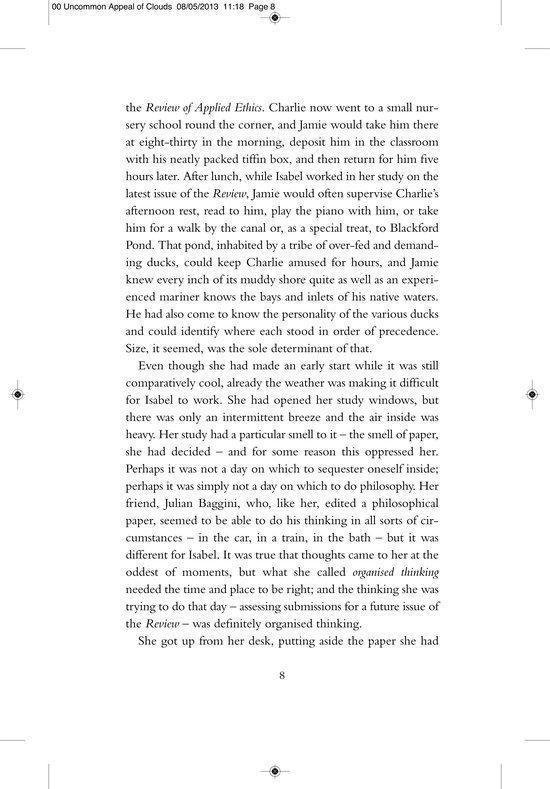 Boekpagina met tekst, over het ritme van het leven en de Review of Applied Ethics.