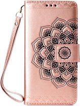 Shop4 - Samsung Galaxy S10e Hoesje - Wallet Case Vintage Mandala Rosé Goud