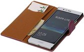 Washed Leer Bookstyle Wallet Case Hoesje - Geschikt voor Huawei Ascend G700 Paars