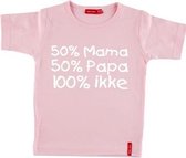 50% Mama 50% Papa 100% ikke T-shirt | licht roze | 50/56