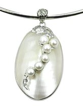 Zoetwater parelketting Shell Pearl Grape - echte parels - wit - zilver