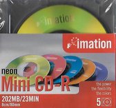 Imation 8cm 80mm Mini CD-R 24min/210MB 5 stuks in slimcase
