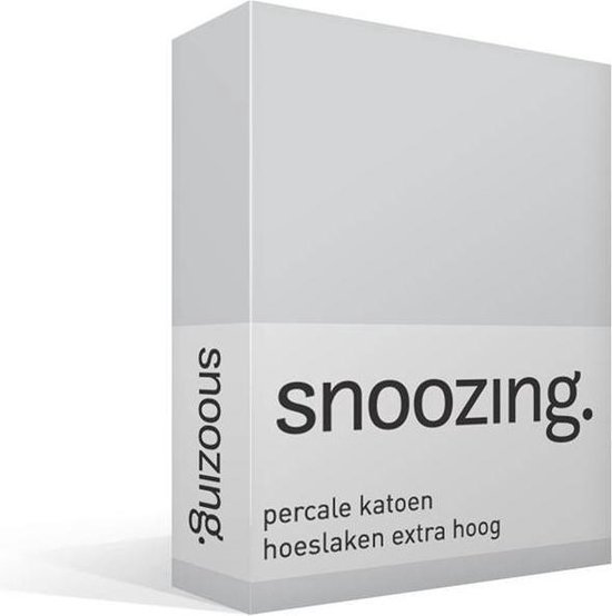 Snoozing - Hoeslaken - Extra hoog - Lits-jumeaux - 200x220 cm - Percale katoen - Grijs