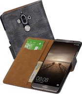 Hagedis Bookstyle Wallet Case Hoesjes Geschikt voor Huawei Mate 9 Grijs