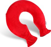 Kufl Nekkruik van PVC van hoogste kwaliteit met extra zachte fleece hoes, rits en grote opening – verlicht nek-, rug- en schouderpijn door warmtebehandeling rood