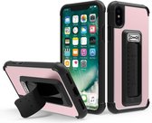 iPhone X/ iPhone Xs - Scooch Military Grade gecertificeerd hoesje met inklapbare standaard, extreem sterk & duurzaam materiaal – Wingman 5 in 1 – Roze & Flexibele TPU rubberen achterkant