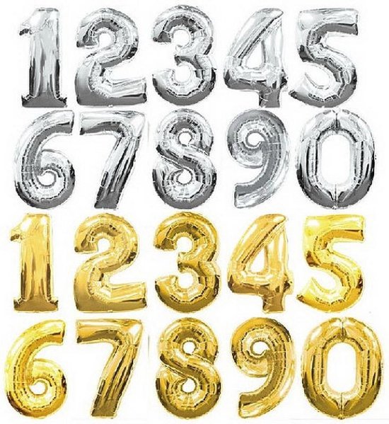 Manhattan Dempsey opladen Verjaardag Gouden en Zilveren Cijfers Ballonnen - Cijfer Ballon | bol.com