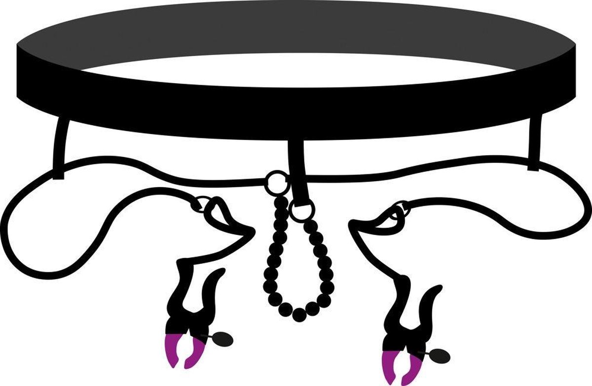 Goedkoopste Bad Kitty – Spreiding Slipje met Klemmen voor Schaamlippen en Stimulus Kralen voor Clitoris - Zwart