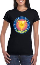 Zwart kampioen t-shirt voor dames XL