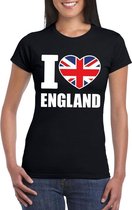 Zwart I love Engeland fan shirt dames S