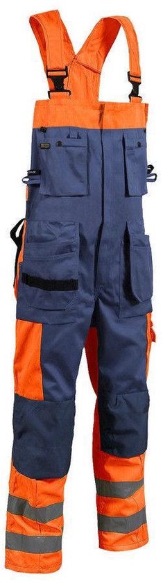 Blåkläder 2603-1860 Braces Pants High Vis Orange / Navy blue taille 62