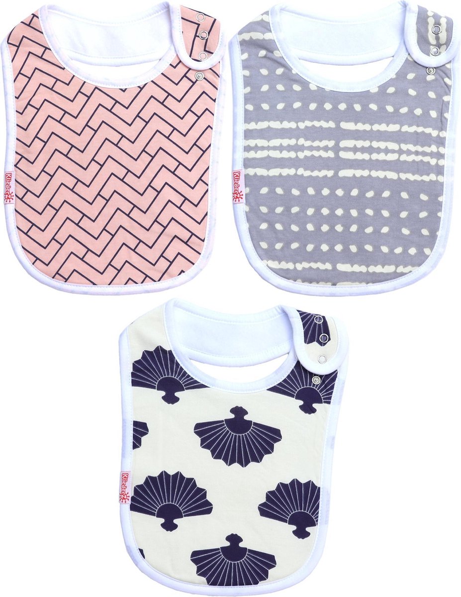 Goedkoopste KliederZ hippe baby slabbetjes meisjes | 3 eet slabbers | slabben t/m 3 jr FB01b