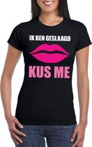 Geslaagd kus me t-shirt zwart dames S