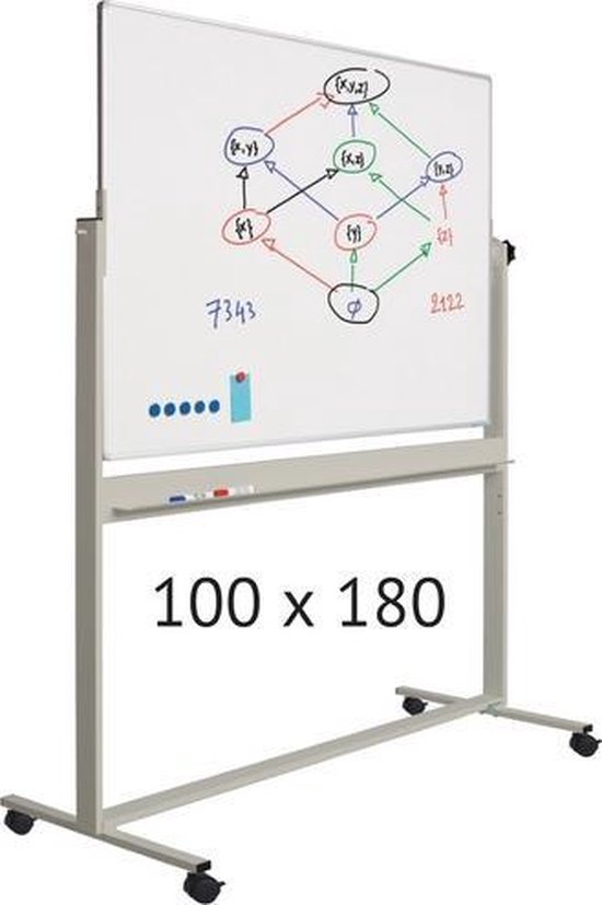 Verrijdbaar whiteboard | 100 x 180 cm | bol