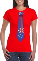 Rood t-shirt met Australie vlag stropdas dames XS