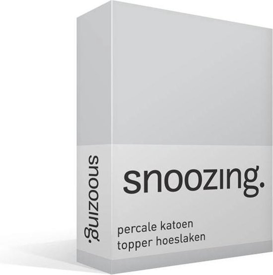 Snoozing - Topper - Hoeslaken  - Tweepersoons - 120x220 cm - Percale katoen - Grijs