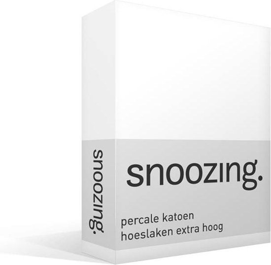 Snoozing - Hoeslaken - Extra hoog - Tweepersoons - 120x220 cm - Percale katoen - Wit