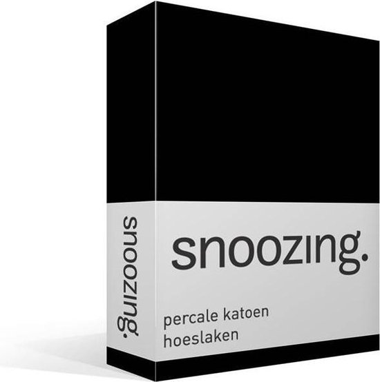 Snoozing - Hoeslaken - Lits-jumeaux - 180x200 cm - Percale katoen - Zwart
