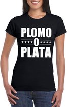 Zwart plomo o plata shirt voor dames 2XL