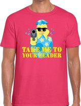 Fout paas t-shirt roze take me to your leader voor heren XL