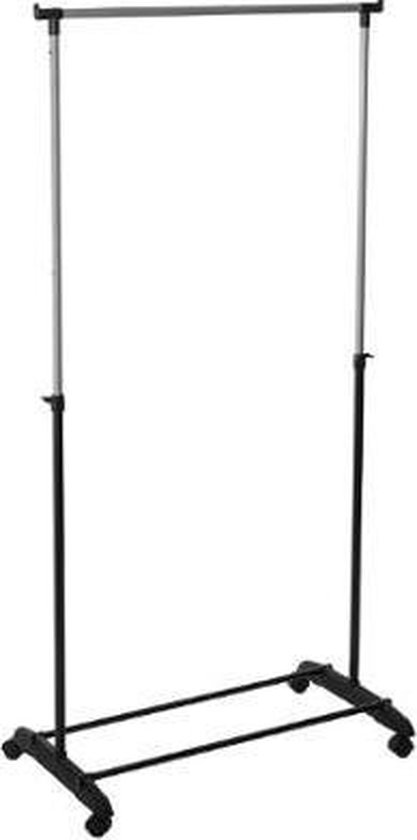 5Five Kledingrek met enkele stang - kunststof/metaal - zwart - 80 x 42 x 160 cm