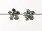 Bloemvormige zilveren oorstekers met abalone schelp