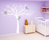 Muursticker Witte Boom met Roze Blaadjes en Koala Beertjes XXL | Babykamer - Kinderkamer - Muurstickers