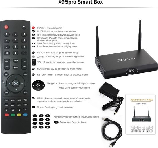 Android TV Box X95 PRO 16GB - S905X Quad-Core Chip - KODI XBMC | bol