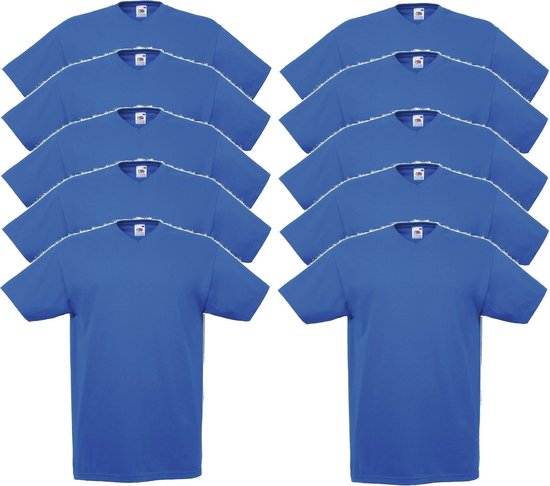 10 x Fruit of the Loom V-Hals ValueWeight T-shirt Royal Maat L