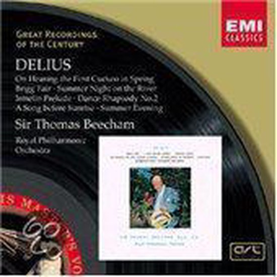 Albumhoes met EMI CLASSICS logo, "GREAT RECORDINGS OF THE CENTURY DELIUS" en "Sir Thomas Beecham".