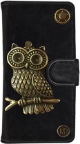 MP Case® PU Leder Mystiek design Zwart Hoesje voor Sony Xperia L1 Uil Figuur book case wallet case
