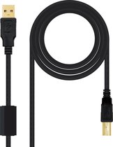USB 2.0 A to USB B Cable NANOCABLE 10.01.120 Black