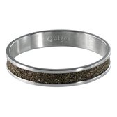 Quiges Stapelring Dames - Vulring Bruin Glitter - RVS Zilverkleurig - Maat 19 - Hoogte 4mm