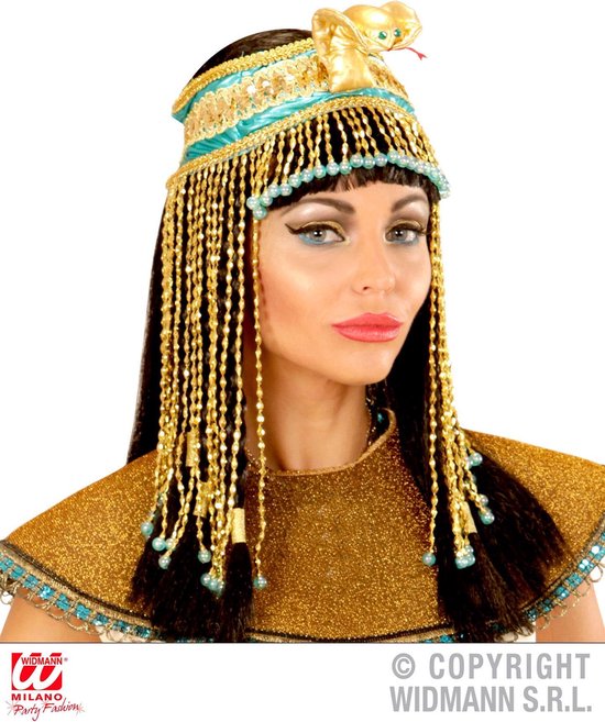 Widmann - Egypte Kostuum - Cleopatra Bepareld Egyptisch Hoofdstuk - Goud - Carnavalskleding - Verkleedkleding