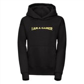 Hoodie kind - Sweater kind - I am a gamer - 134/146 - Hoodie zwart