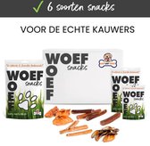 Woef Woef Snacks Hondensnacks Kauwsnackbox - 2.00 KG - Kauwsnacks - Gedroogd vlees - Diverse smaken - Middelgrote & grote hondenrassen vanaf 10kg - Geen toevoegingen