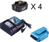 4x Batterie / accumulateur BL1860, compatible avec makita et drillpro, 18V 6Ah + adaptateur ADP05 + Vigor-e usb rechargeable aa