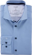 OLYMP Luxor 24/7 modern fit overhemd - mouwlengte 7 - tricot - bleu dessin - Strijkvriendelijk - Boordmaat: 38