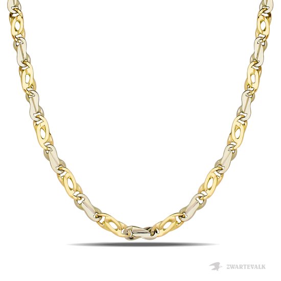 Juwelier Zwartevalk 14 karaat gouden bicolor ketting - BF 1307/60cm