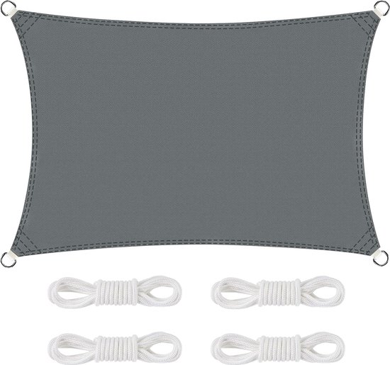 SONGMICS Zonnescherm Zeil 2x3 M - HDPE Zonwering Voor Tuin, Balkon Of Terras, UV-bescherming 85%