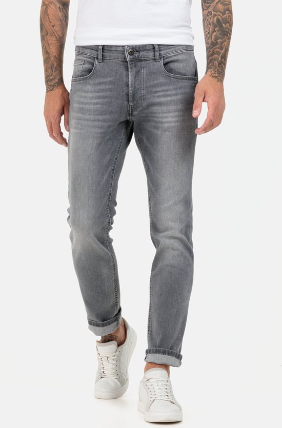 camel active Slim Fit Jeans met stretch - Maat menswear-34/32 - Licht grijs