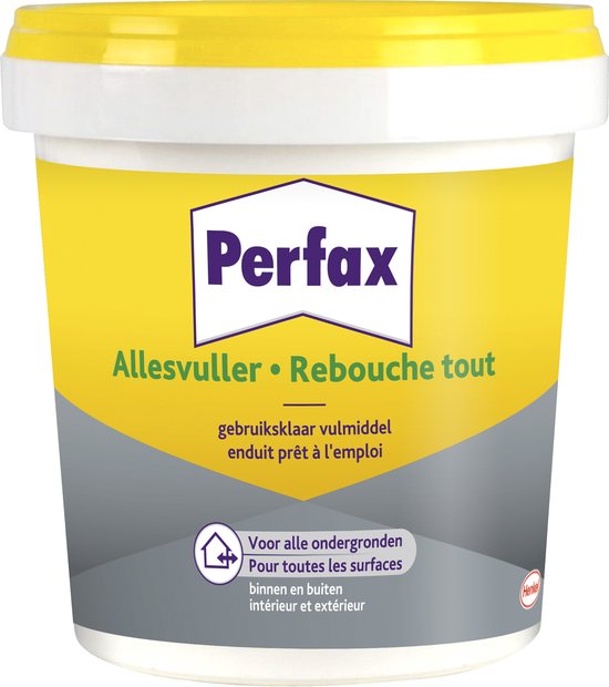 Foto: Perfax allesvuller 1 kg bucket muurvuller flexibel toepasbaar muurvuller voor eenvoudige renovatie klussen muurvul renovatiemiddel 