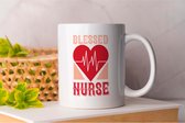Mok Blessed nurse - NurseLife - Gift - Cadeau - Nursing - HealthcareHeroes - NurseStrong - Verpleegkundige - Zorgverlener - Gezondheidszorg - Verpleegster