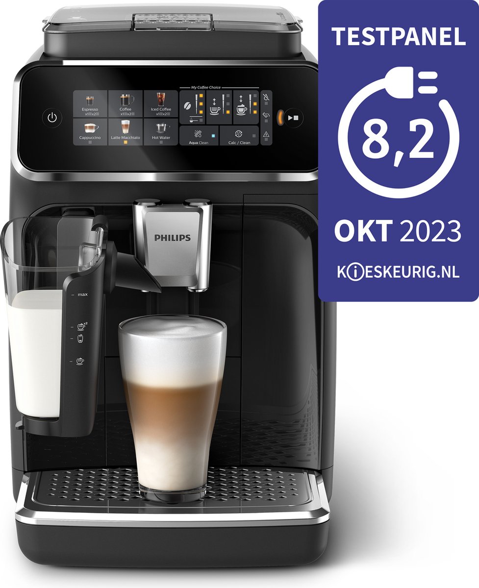 Philips 3300 Series LatteGo EP3341/50 - Espressomachine - 5 Soorten Koffie + Heet Water - Zwart / Chroom - + AquaClean Filter — afbeelding 3