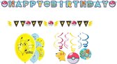 Amscan - Pokemon - Vlaggenlijn - Letter slinger - Ballonnen - Plafond Swirl decoratie - Versiering - Kinderfeest.