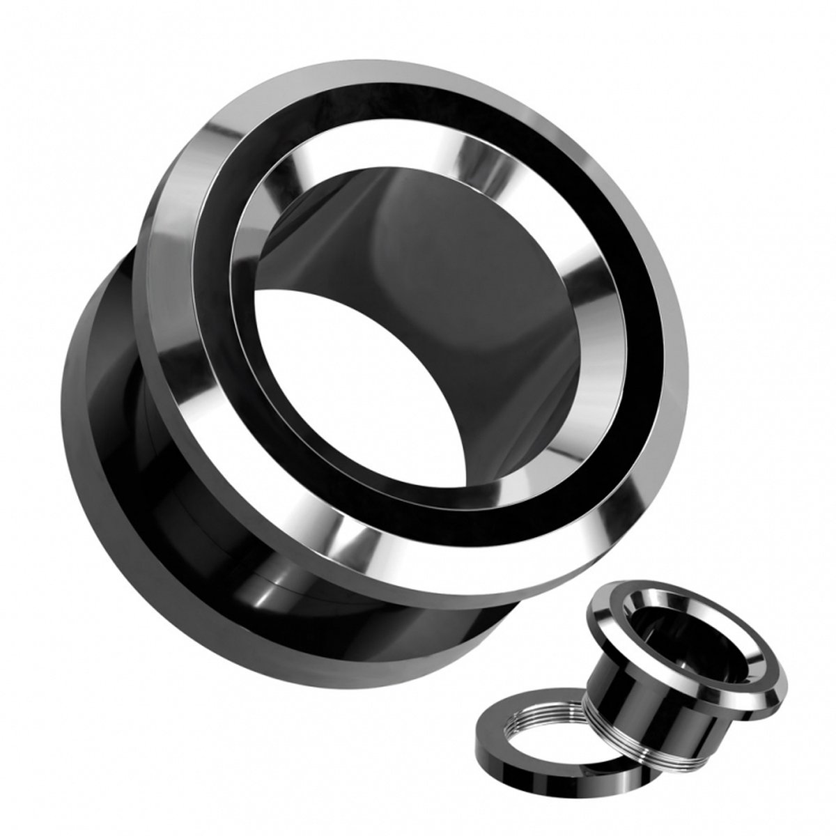 Screw fit black en silver 19 mm - LMPiercings