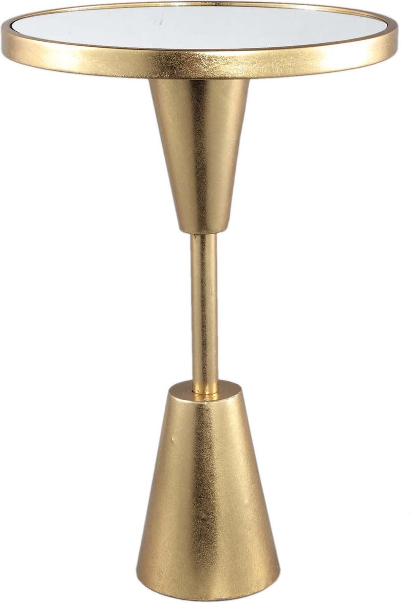PTMD Welinda Bijzettafel - H60 x Ø40 cm - IJzer - Goud - Spiegelblad