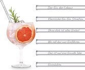 Originele Glas Rietjes Gin Spreuken | Gin van het Leven Editie | 6 x 20 cm met Gegraveerde Gin Glazen Spreuken | Glas Rietjes Gin Cadeauset voor Gin Tonic Glazen | Drinkrietjes Glas Cadeau