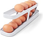 Eieren opbergen, koelkast, eierhouder, koelkast, automatisch rollen, bewaren 12-14 eieren, 2 etages eierhouder, koelkastorganizer, keuken, huishouden, ruimtebesparend