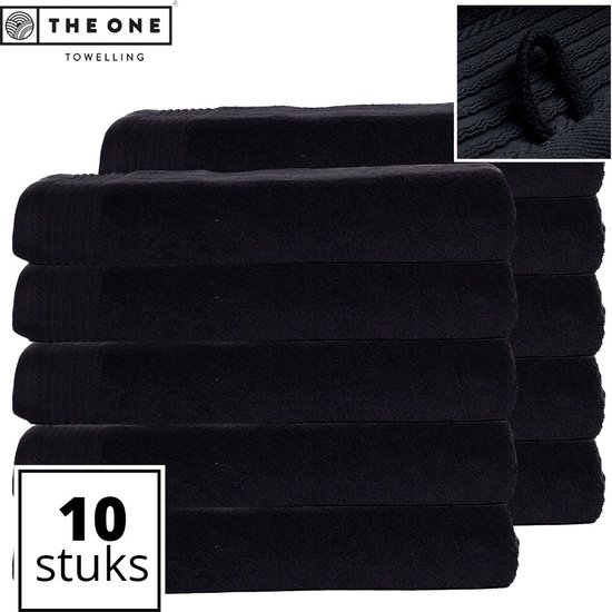 The One Towelling Classic Strandlakens - Voordeelverpakking - Hoge vochtopname - 100% Gekamd katoen - 100 x 180 cm - Zwart - 10 Stuks